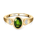 Natürlicher Chromdiopsid, weißer Zirkon Ring, 925 Silber vergoldet (Größe 17.00) ca. 1,36 ct