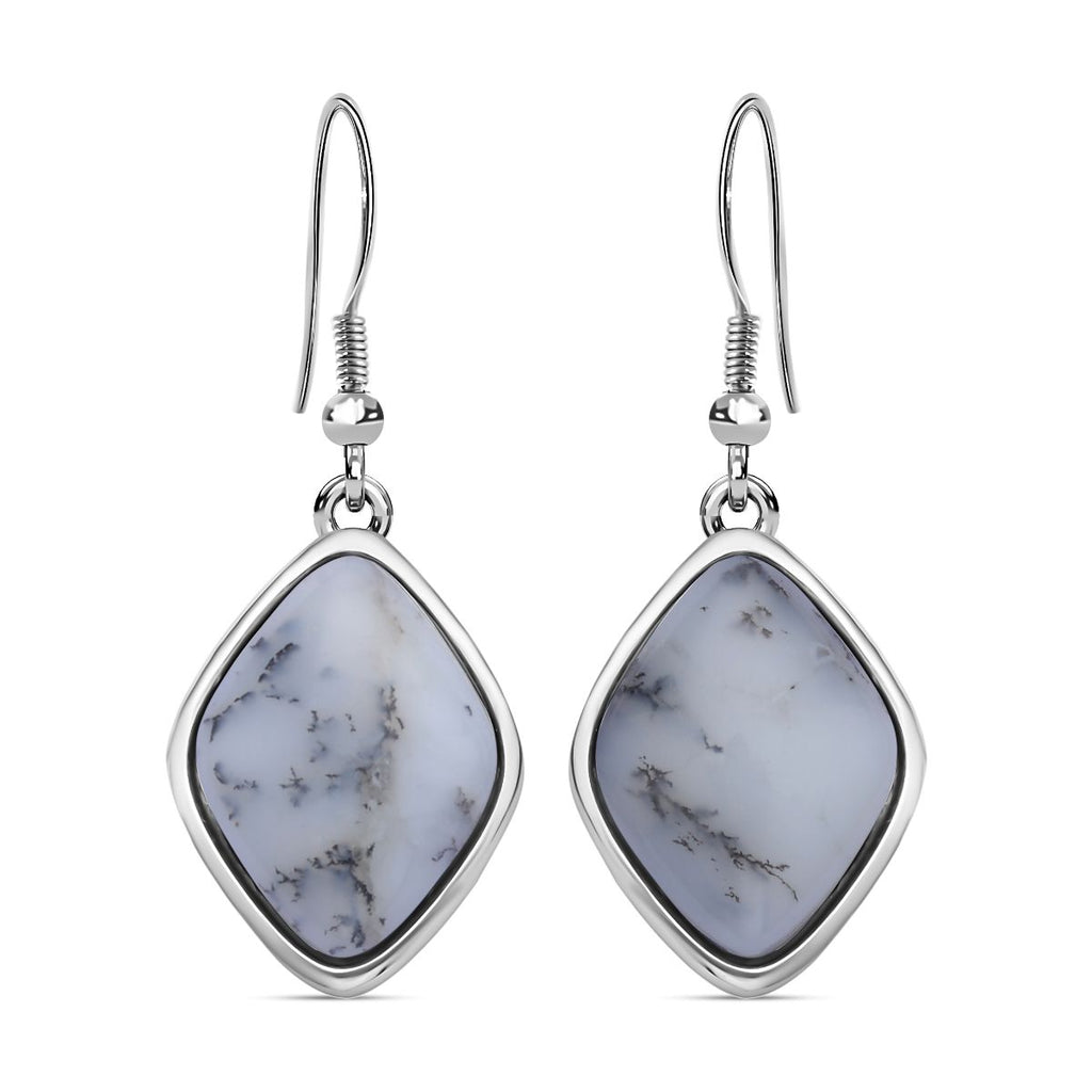 Dendritischer Achat Ohrringe, 316L Edelstahl , ca. 36.00 ct