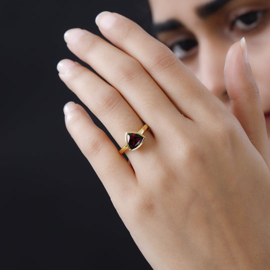 Natürlicher Mosambik Granat Ring, 925 Silber vergoldet , ca. 2.68 ct