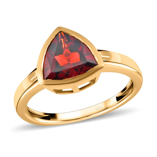 Natürlicher Mosambik Granat Ring, 925 Silber vergoldet , ca. 2.68 ct