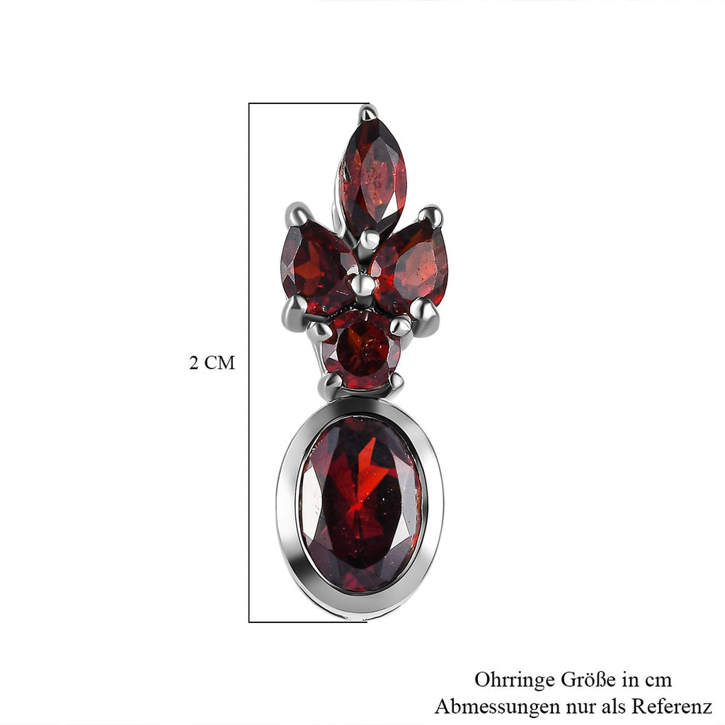 Natürliche Mosambik Granat Ohrringe, 925 Silber platiniert ca. 3.30 ct