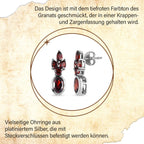 Natürliche Mosambik Granat Ohrringe, 925 Silber platiniert ca. 3.30 ct