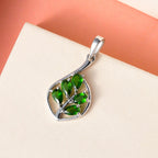 Natürlicher Chromdiopsid Anhänger, 925 Silber platiniert ca. 1.00 ct