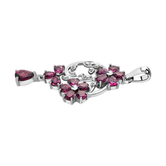 Rhodolith Granat Anhänger, 925 Silber platiniert ca. 3.18 ct