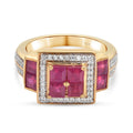 Afrikanischer Rubin-Ring, (Fissure gefüllt), 925 Silber Gelbgold Vermeil (Größe 19.00) ca. 2.78 ct