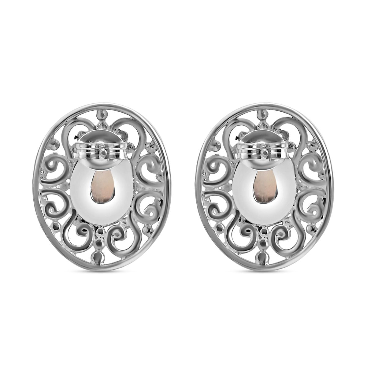 Royal Bali Kollektion - Regenbogen Mondstein Ohrringe 925 Silber ca. 2.53 ct