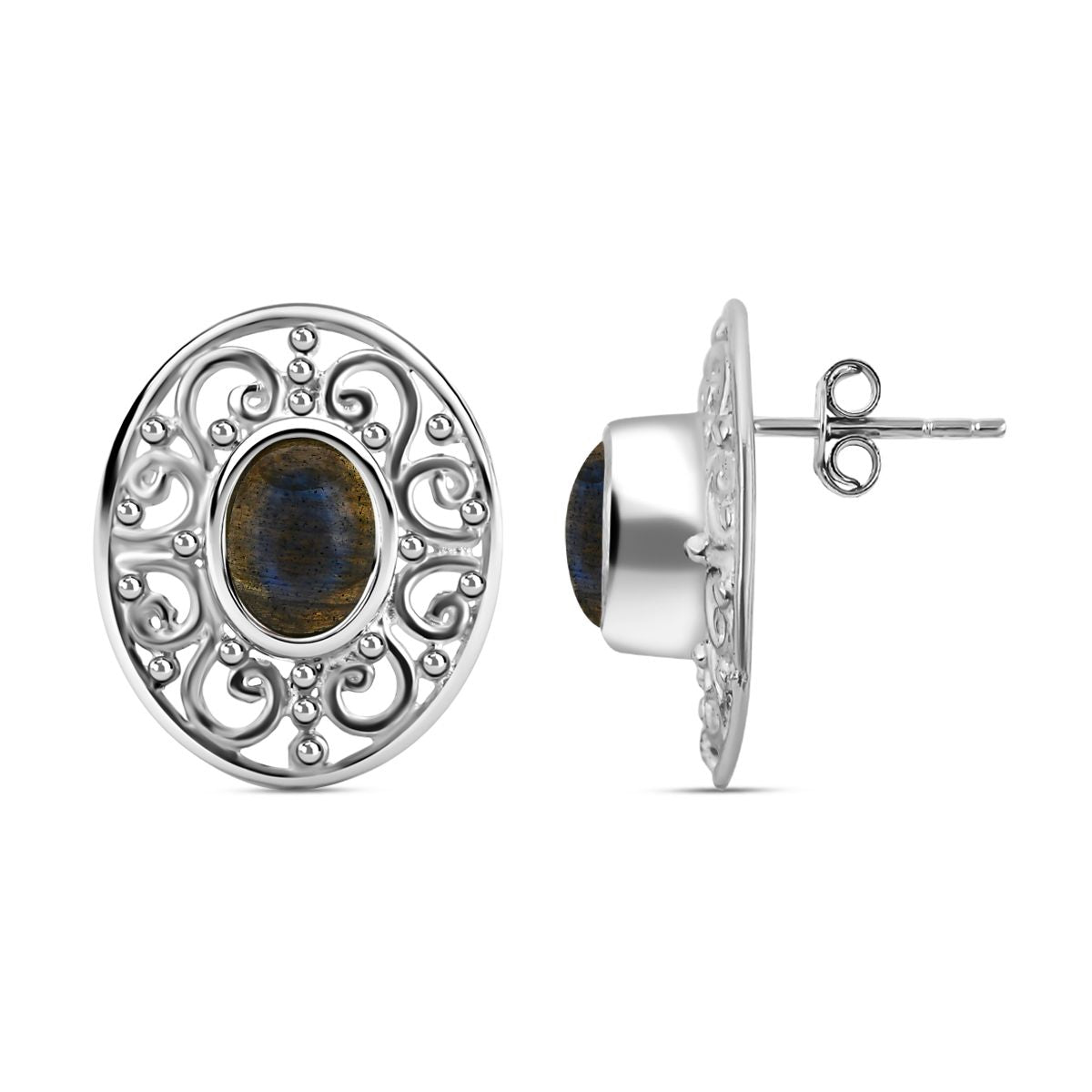Labradorit Ohrringe 925 Silber ca. 2.77 ct
