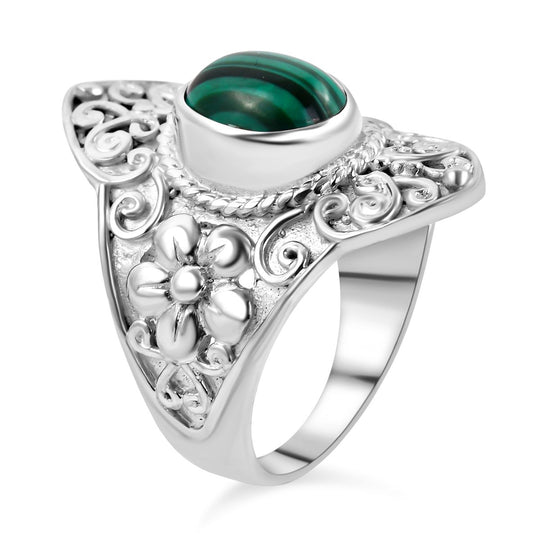 Royal Bali - Malachit Ring 925 Silber ca. 2,00 ct