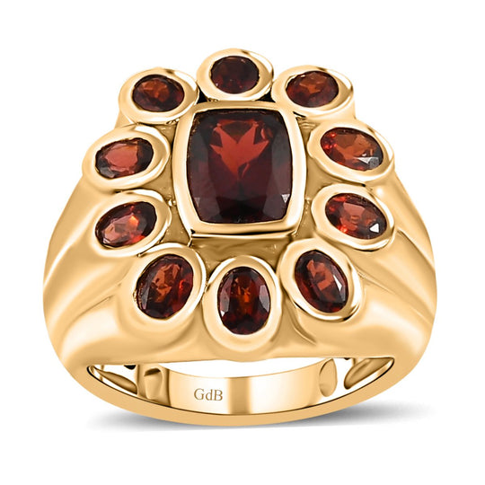Natürlicher Mosambik Granat Ring, Messing vergoldet ca. 3.54 ct