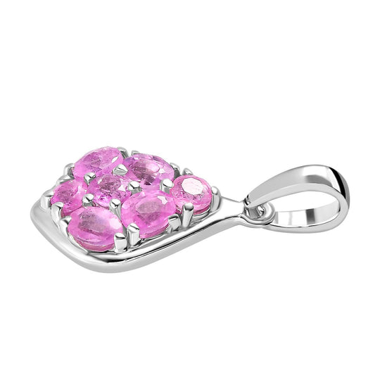 Ilakaka rosa Saphir (Fissure gefüllt) Anhänger, 925 Silber platiniert ca. 1.55 ct