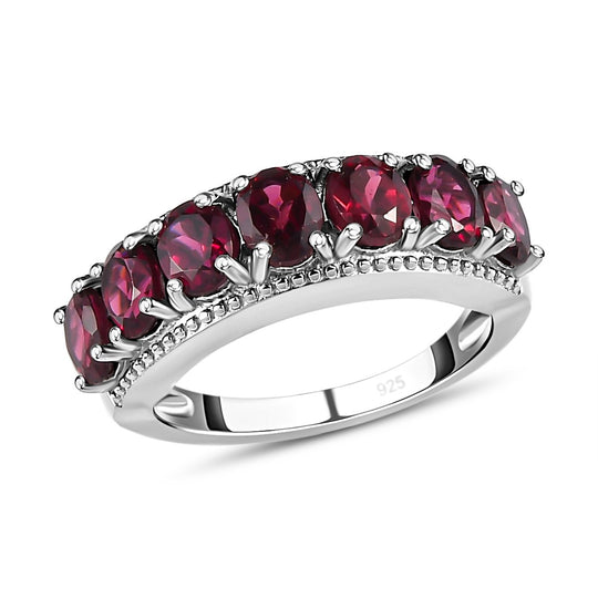 Rhodolith Granat Ring, 925 Silber platiniert ca. 3.27 ct