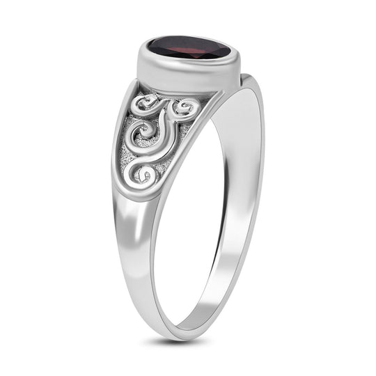 Royal Bali Kollektion - Roter Granat Ring, 925 Silber ca. 1,51 ct