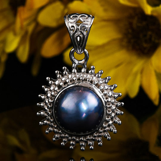 Royal Bali Kollektion - blaue Mabe Anhänger 925 Silber