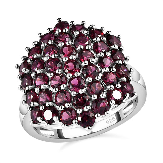 Rhodolith Granat Ring, 925 Silber platiniert ca. 4.48 ct