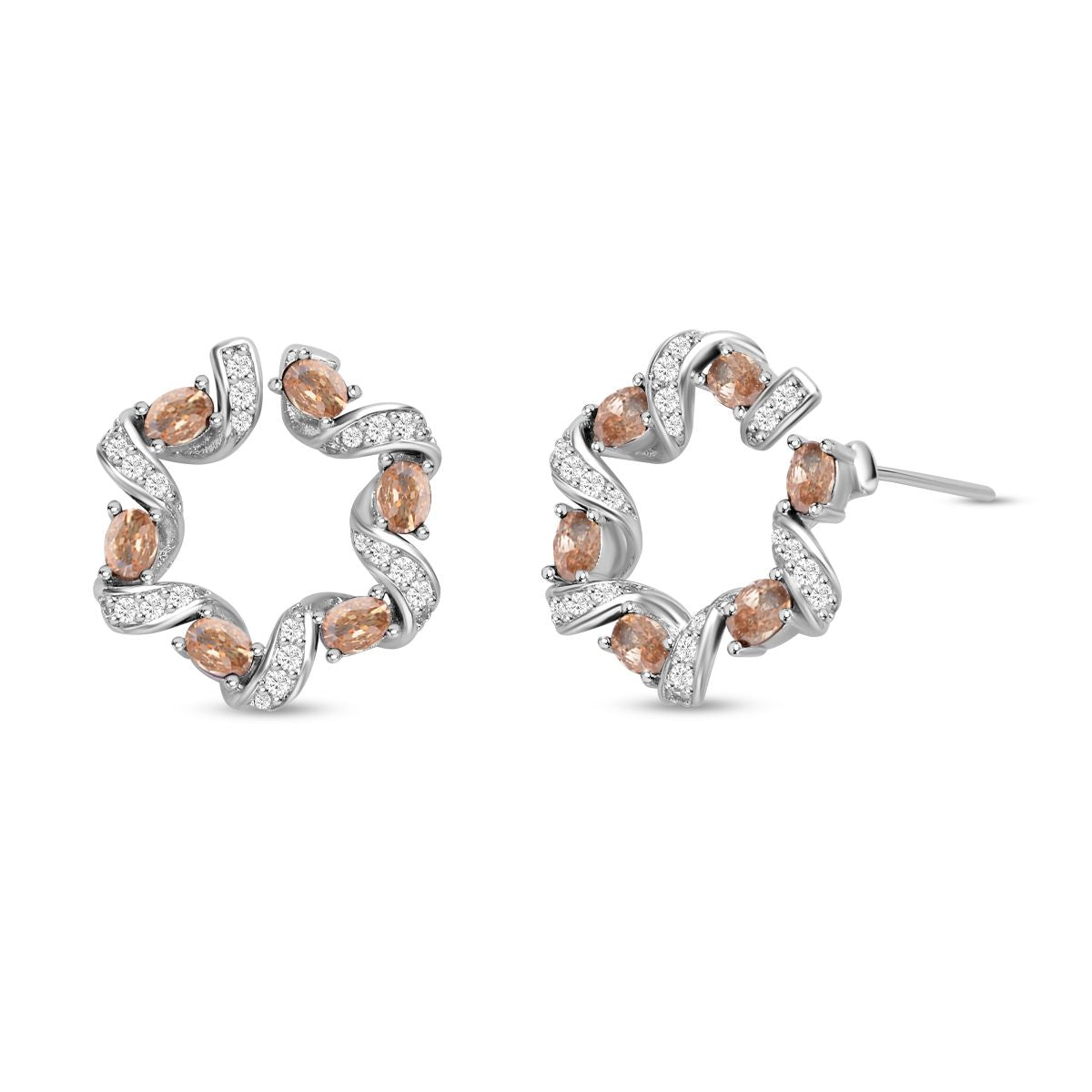 Champagner und weiße Zirkonia Ohrringe, Messing 3.50 ct