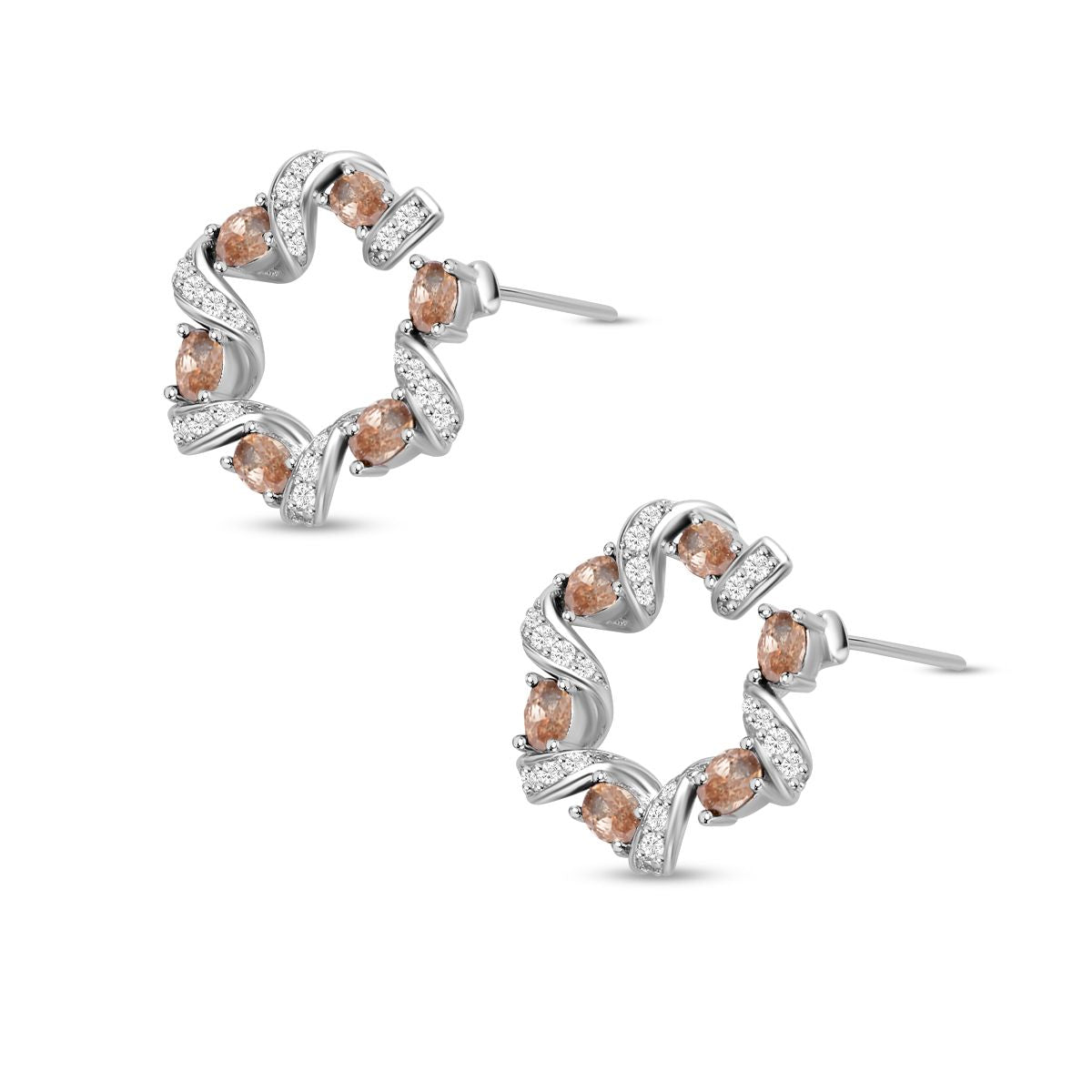 Champagner und weiße Zirkonia Ohrringe, Messing 3.50 ct