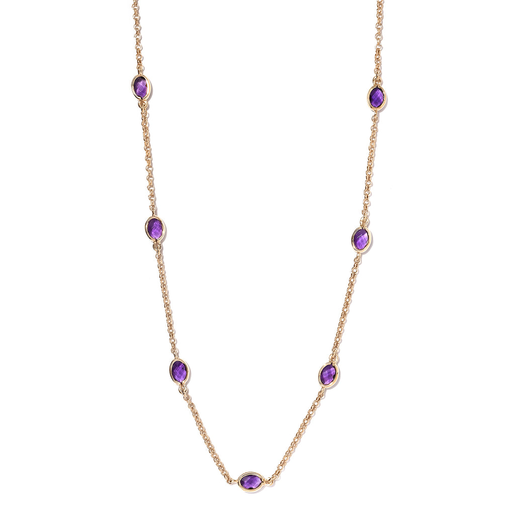 Afrikanische Amethyst-Halskette, ca. 45 cm, 925 Silber vergoldet, ca. 5,07 ct