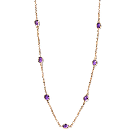 Afrikanische Amethyst-Halskette, ca. 45 cm, 925 Silber vergoldet, ca. 5,07 ct