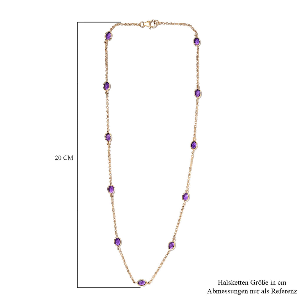 Afrikanische Amethyst-Halskette, ca. 45 cm, 925 Silber vergoldet, ca. 5,07 ct