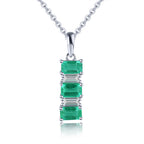 AAA Kagem sambischer Smaragd und Zirkon-Anhänger mit kette, 925 Silber rhodiniert ca. 1,36 ct