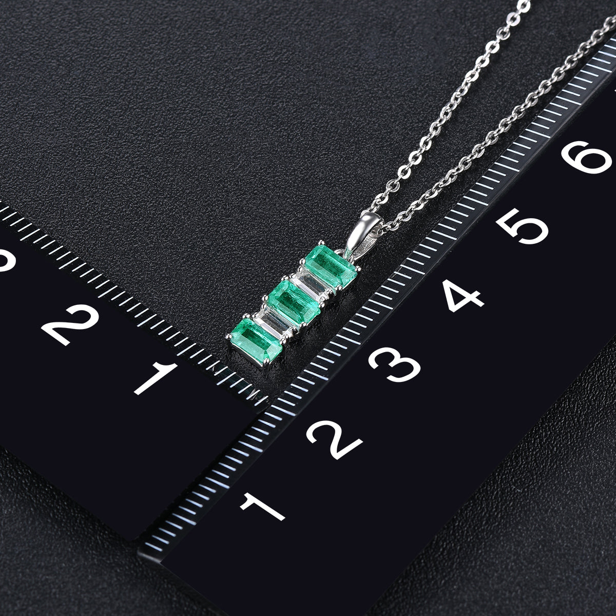 AAA Kagem sambischer Smaragd und Zirkon-Anhänger mit kette, 925 Silber rhodiniert ca. 1,36 ct