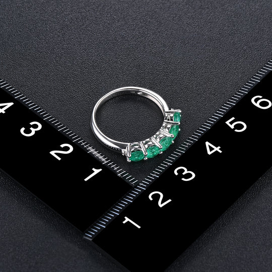 AAA Kagem Sambia Smaragd und Zirkon 5 Stein Ring 925 Silber rhodiniert ca. 1,26 ct