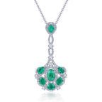 AAA Kagem sambischer Smaragd und Zirkon-Anhänger mit kette, 925 Silber rhodiniert ca. 1,60 ct