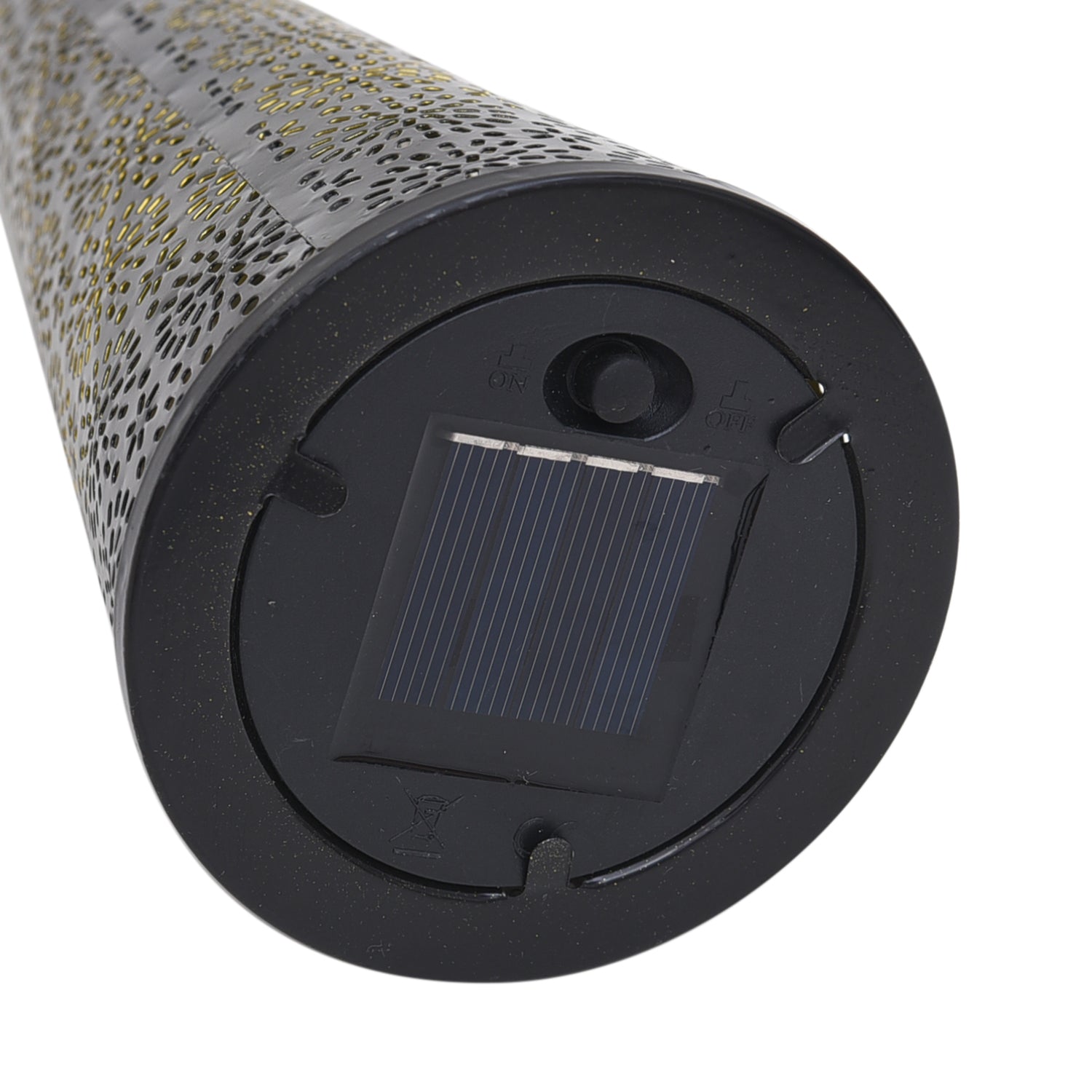 Kegelförmige, energiesparende Solarleuchte aus Eisen, Größe 9,5x9,5x40 cm, Schwarz