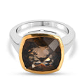 Rauchquarz-Ring, 925 Silber Bicolor (Größe 16.00) ca. 6,16 ct