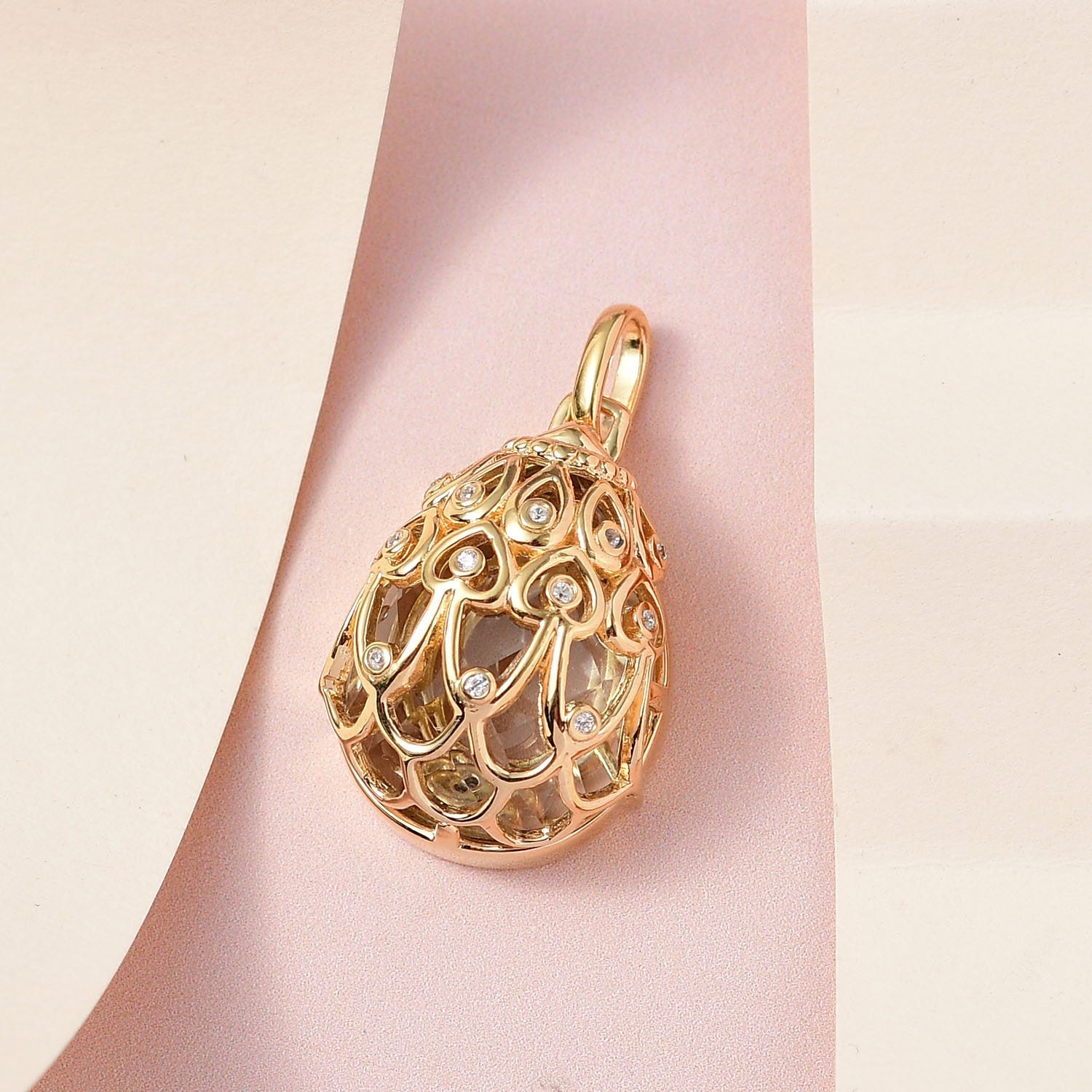 GP Spezial Kollektion - Prasiolith, Kanchanaburi blauer Saphir Anhänger, 925 Silber Gelbgold Vermeil ca. 15.27 ct