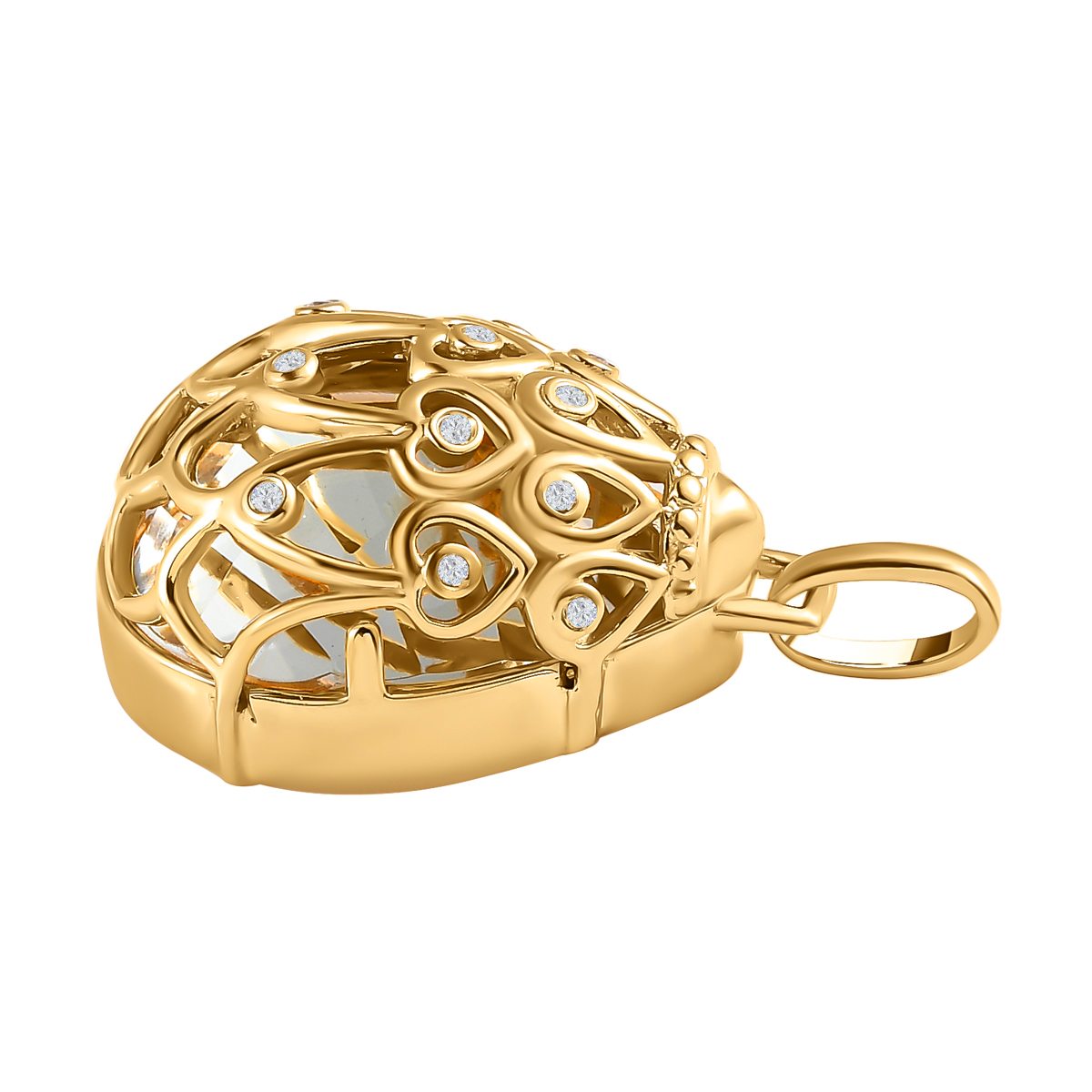 GP Spezial Kollektion - Prasiolith, Kanchanaburi blauer Saphir Anhänger, 925 Silber Gelbgold Vermeil ca. 15.27 ct