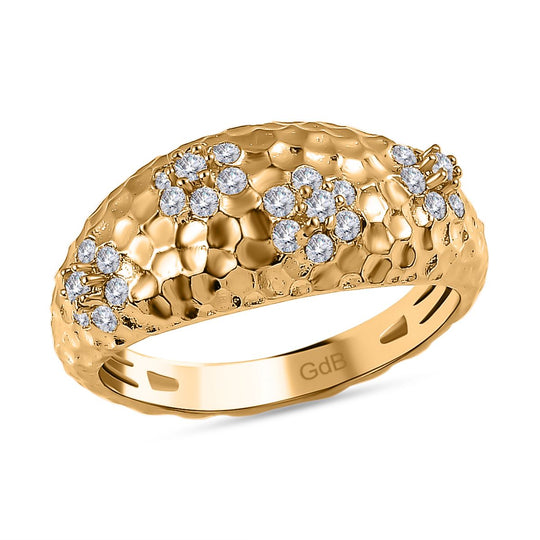 Weißer Zirkonia Ring, vergoldet ca. 0.81 ct