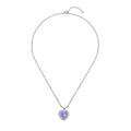 Lavendel-blaue und weiße Zirkonia-Herz-Halskette, 50 cm - 13,00 ct