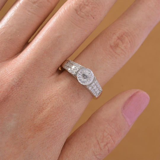 RADIANTA Schild Schliff GRA zertifiziert Moissanit (D-VVS) Ring 925 Silber rhodiniert (Größe 17.00) ca. 1.71 ct