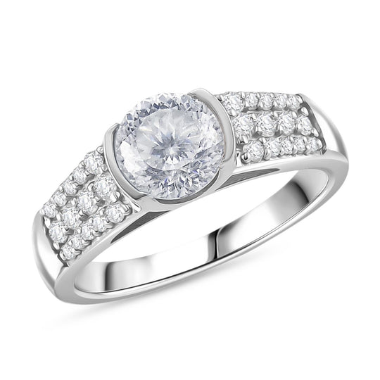 RADIANTA Schild Schliff GRA zertifiziert Moissanit (D-VVS) Ring 925 Silber rhodiniert (Größe 17.00) ca. 1.71 ct