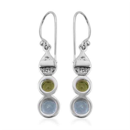 Royal Bali Kollektion -  Himmelblauer Topas, Peridot Ohrringe 925 Silber ca. 3,81 ct