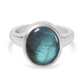 Labradorit-Ring, 925 Silber platiniert (Größe 16.00) ca. 5,76 ct