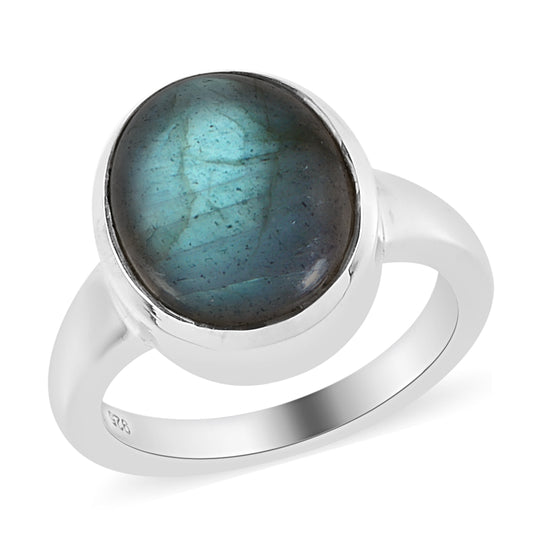 Labradorit-Ring, 925 Silber platiniert ca. 5,76 ct