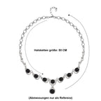 Schwarzes Obsidian, weißes Kristall Collier, ca. 50 cm + 5 cm Extender