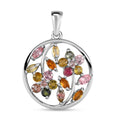Natürlicher Mehrfarbiger Turmalin Anhänger, 925 Silber platiniert, ca. 1.34 ct