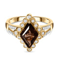Rauchquarz, Kanchanaburi Blauer Saphir Ring 925 Silber Gelbgold Vermeil (Größe 18.00) ca. 2,25 ct