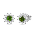 Natürlicher Chromdiopsid, Weißer Zirkon Ohrringe 925 Silber ca. 1.16 ct