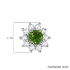 Natürlicher Chromdiopsid, Weißer Zirkon Ohrringe 925 Silber ca. 1.16 ct