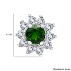 Natürlicher Chromdiopsid, Weißer Zirkon Ohrringe 925 Silber ca. 1.16 ct
