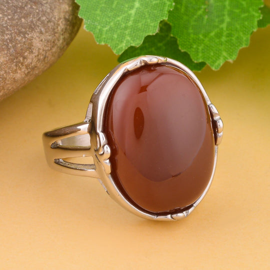 Karneol Ring, Edelstahl ca. 50,00 ct