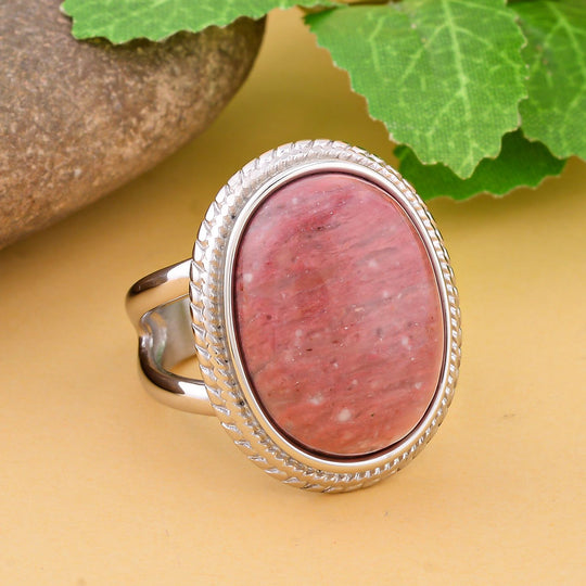 Rhodonit Ring Reiner Edelstahl ca. 50,00 ct