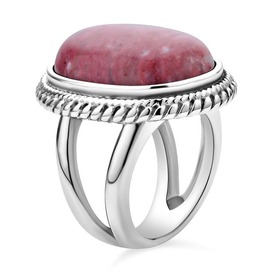 Rhodonit Ring Reiner Edelstahl ca. 50,00 ct