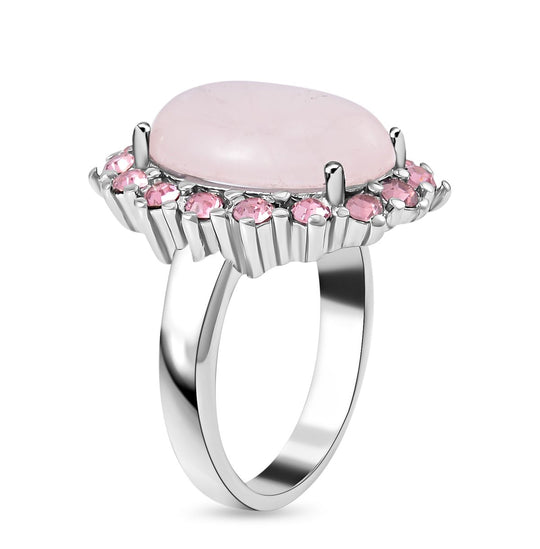 Rosenquarz, Rosa Kristall Ring, Reiner Edelstahl, , ca. 5.00 ct