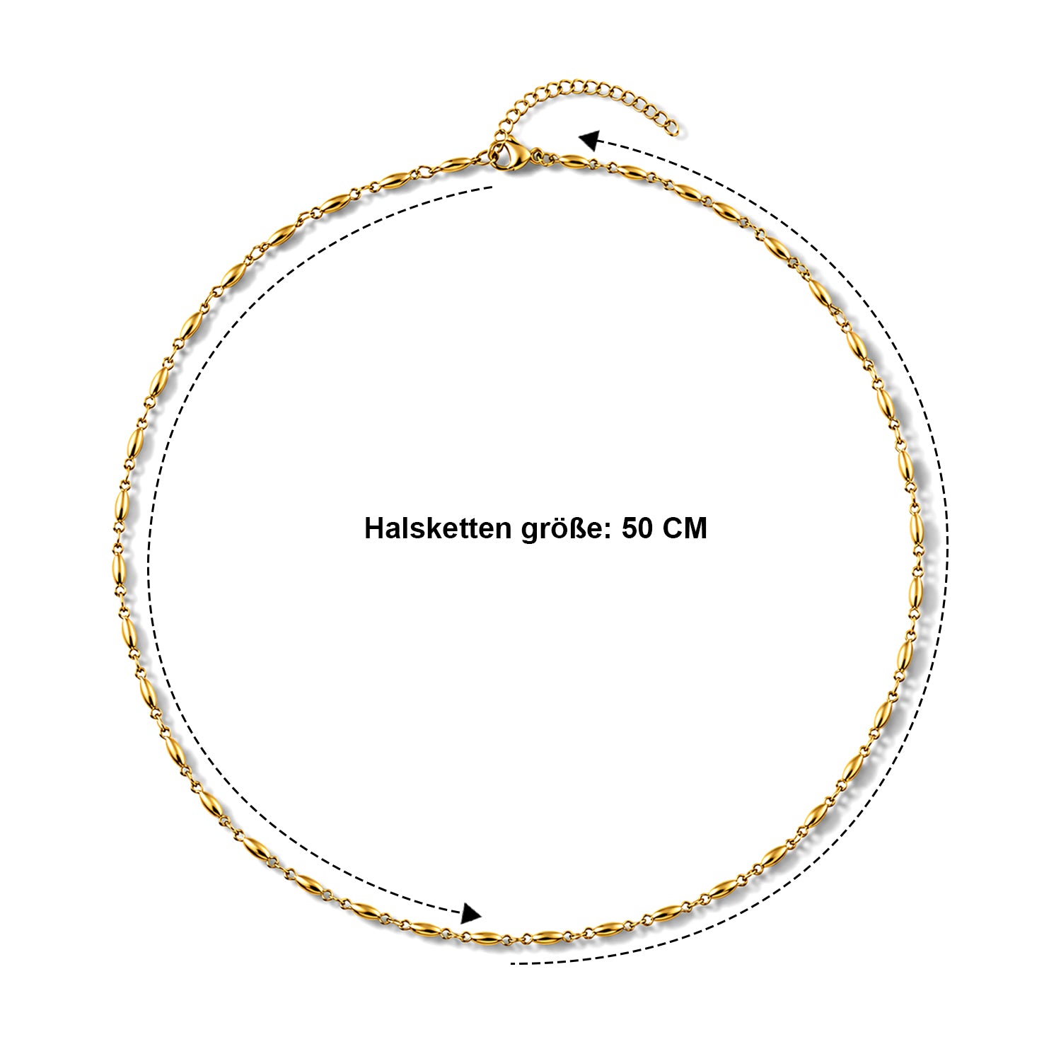 Feine Spindel-Gliederkette, ca. 50 cm, Edelstahl, ca. 8,50g, goldfarben