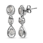 Handgearbeitete, natürliche Polki Diamant Ohrringe, 925 Silber platiniert ca. 0.50 ct